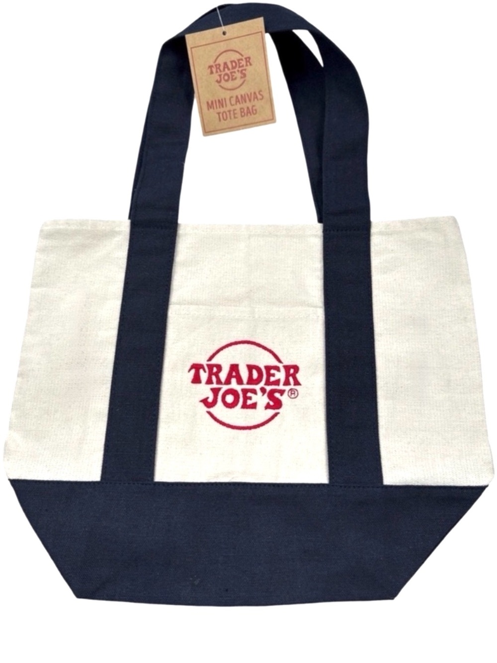NWT Trader Joe's Mini Canvas Tote Bag - Navy